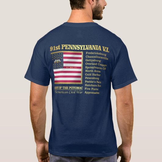 91st Pennsylvania Volunteer Infantry (BH) T-shirt (Achterkant)