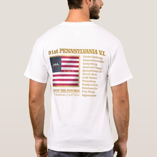 91st Pennsylvania Volunteer Infantry (BH) T-shirt (Achterkant)