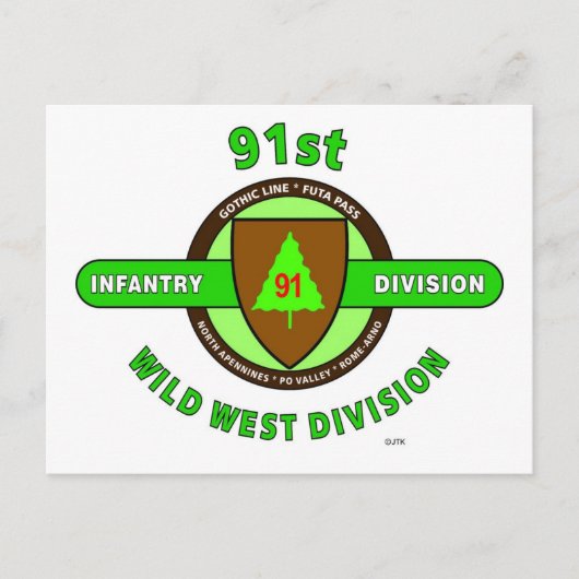 91STE INFANTRY DIVISION "THE WILD WEST" BRIEFKAART (Voorkant)