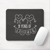 91ste Jubileum Gift Chalk Hearts Muismat (Met muis)