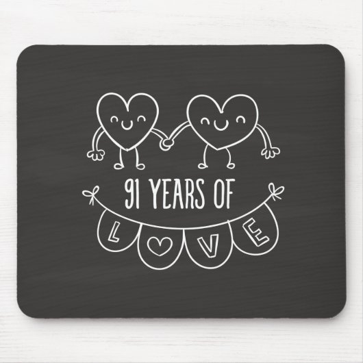 91ste Jubileum Gift Chalk Hearts Muismat (Voorkant)