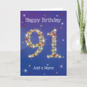 91ste verjaardag - 91 in sterren - blauw - leeftij kaart (Voorkant)