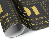 91ste verjaardag ~ Art Deco Geïnspireerde look "91 Cadeaupapier (Rol Hoek)