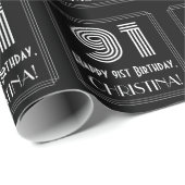91ste verjaardag: Art Deco Geïnspireerde look "91" Cadeaupapier (Rol Hoek)