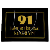 91ste verjaardag — Art Deco Geïnspireerde look "91 Groot Cadeauzakje (Voorkant)