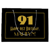 91ste verjaardag — Art Deco Geïnspireerde look "91 Groot Cadeauzakje (Achterkant)