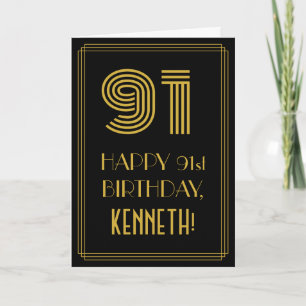 91ste verjaardag: Art Deco Geïnspireerde look "91" Kaart