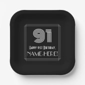 91ste verjaardag — Art Deco Geïnspireerde look "91 Papieren Bordje (Voorkant)