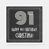 91ste verjaardag: Art Deco Geïnspireerde look "91" Servet (Voorkant)