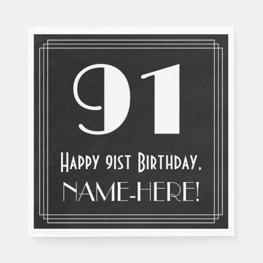 91ste verjaardag ~ Art Deco Geïnspireerde look "91 Servet (Voorkant)