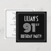 91ste verjaardag: Art Deco Style met aangepaste na Kaart (Voorkant / Achterkant)