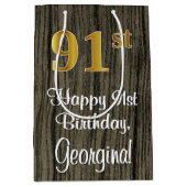91ste verjaardag: Elegant Faux Gold Kijk #, Faux W Medium Cadeauzakje (Voorkant)