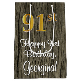 91ste verjaardag: Elegant Faux Gold Kijk #, Faux W Medium Cadeauzakje