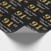 91ste verjaardag: Elegante Luxueuze Nep Gouden Loo Cadeaupapier (Hoek)