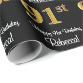91ste verjaardag: Elegante Luxueuze Nep Gouden Loo Cadeaupapier (Rol Hoek)