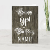 91ste verjaardag: Fancy, elegante tekst; Faux Hood Kaart (Voorkant)