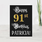 91ste verjaardag — Fancy script; Faux Gold Kijk; n Kaart (Voorkant)