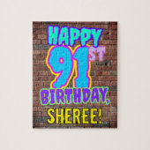 91ste verjaardag ~ Fun, geïnspireerde Urban Graffi Legpuzzel (Verticaal)