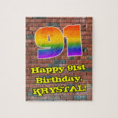 91ste verjaardag: Fun Graffiti-geïnspireerde regen Legpuzzel (Verticaal)