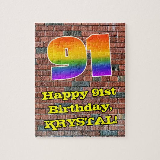 91ste verjaardag: Fun Graffiti-geïnspireerde regen Legpuzzel (Verticaal)