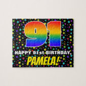 91ste verjaardag — Fun, kleurrijk Star Field Patte Legpuzzel (Horizontaal)