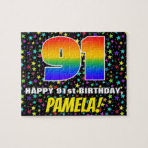 91ste verjaardag — Fun, kleurrijk Star Field Patte
