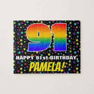 91ste verjaardag — Fun, kleurrijk Star Field Patte Legpuzzel