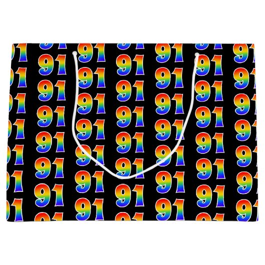 91ste verjaardag: Fun Rainbow Event Number 91 Patt Groot Cadeauzakje (Voorkant)