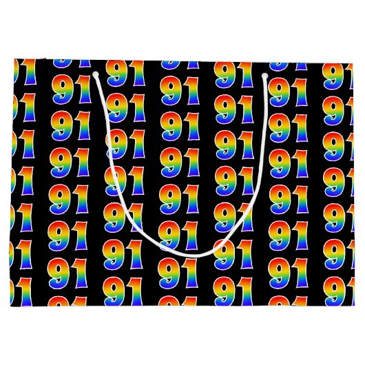 91ste verjaardag: Fun Rainbow Event Number 91 Patt Groot Cadeauzakje (Achterkant)
