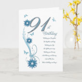 91ste verjaardag in wintertaling met bloemen en kaart (Gele Bloem)