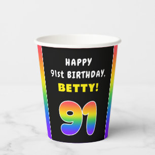 91ste verjaardag: kleurrijke regenboog # 91, Naam  Papieren Bekers