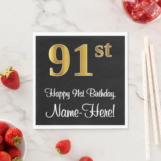 91ste verjaardag ~ Luxurieuze Faux Gold-look # Servet (Insitu)