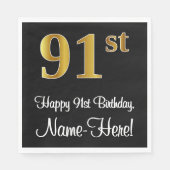 91ste verjaardag ~ Luxurieuze Faux Gold-look # Servet (Voorkant)