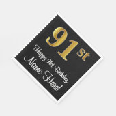 91ste verjaardag ~ Luxurieuze Faux Gold-look # Servet (Hoek)