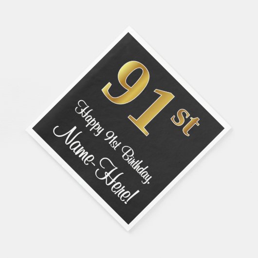 91ste verjaardag ~ Luxurieuze Faux Gold-look # Servet (Hoek)