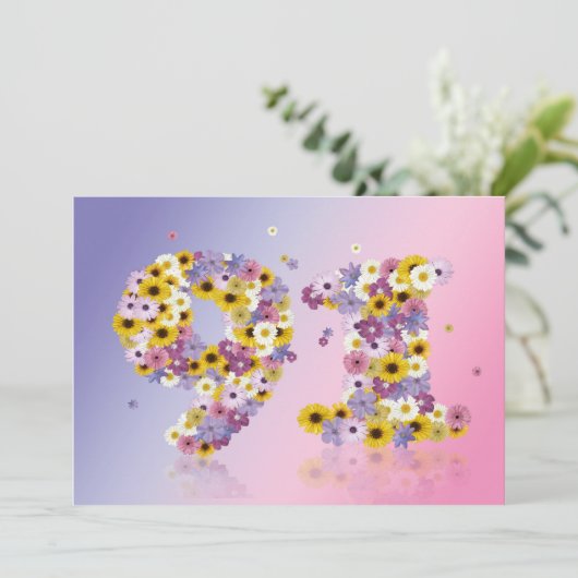 91ste verjaardag, met bloembollen kaart (Staand voorkant)