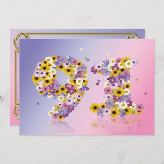 91ste verjaardag, met bloembollen kaart (Voorkant / Achterkant)