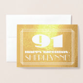 91ste verjaardag: Naam + Kunstdeco Geïnspireerde l Folie Kaarten (Voorkant met envelop)