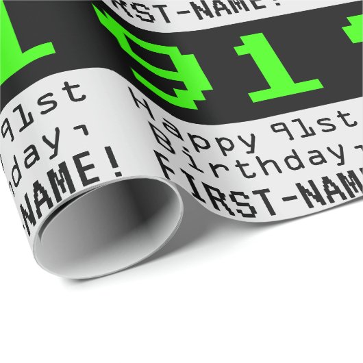 91ste verjaardag - Nerdy / Geeky Style "91" en naa Cadeaupapier (Rol Hoek)