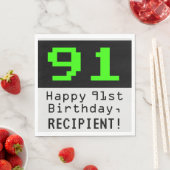 91ste verjaardag - Nerdy / Geeky Style "91" & naam Servet (Insitu)
