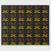 91ste verjaardag: Red Digital Clock Style "91" + n Cadeaupapier (Vlak)