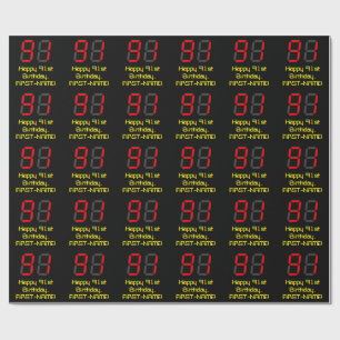 91ste verjaardag: Red Digital Clock Style "91" + n Cadeaupapier