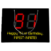 91ste verjaardag: Red Digital Clock Style "91" + n Groot Cadeauzakje (Voorkant)