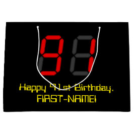 91ste verjaardag: Red Digital Clock Style "91" + n Groot Cadeauzakje
