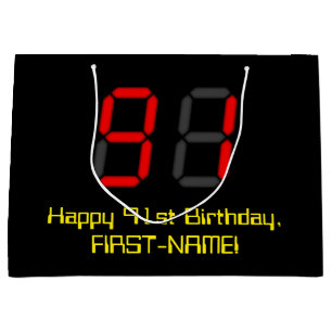 91ste Verjaardag: Rode Digitale Stijl "91" van de Groot Cadeauzakje