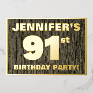 91ste verjaardag: Vet, Faux-waterkorenpatroon Folie Uitnodiging