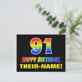 91ste verjaardag: Vet, Vun, Eenvoudig, Regenboog 9 Briefkaart (Staand voorkant)