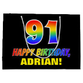 91ste verjaardag: Vet, Vun, Eenvoudig, Regenboog 9 Groot Cadeauzakje (Achterkant)