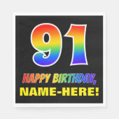 91ste verjaardag: Vet, Vun, Eenvoudig, Regenboog 9 Servet (Voorkant)