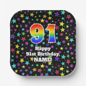 91ste verjaardag: vun stars patroon en regenboog " papieren bordje